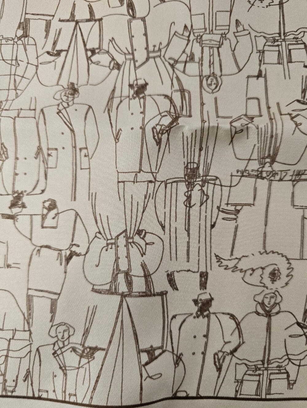 MaxMara Silk Hand Rolled Square Scarf Illustrated Sketch Print NIB NWT Tan Brown - Picture 10 of 16